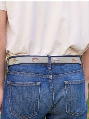 Belted Cow Company Megan Boyd Flies Ribbon Club Belt navy 46